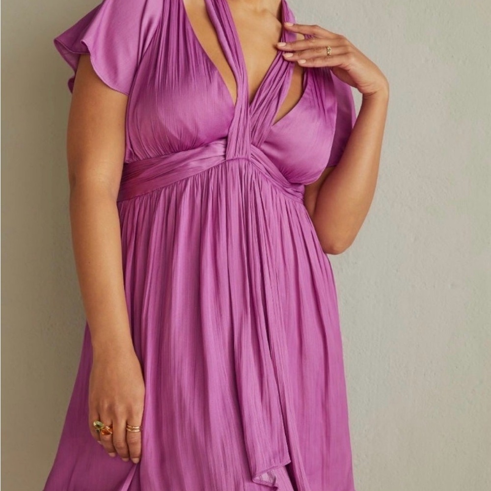 Anthropologie V-Neck Luminous Mini Dress - NWT! - Picture 2 of 8